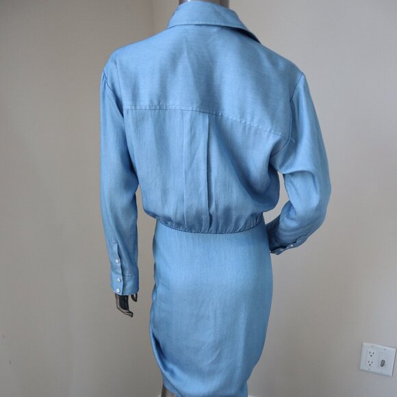Veronica Beard Sierra Dress Blue Chambray Shirt Dress Snaps Size 8 - Picture 6 of 8